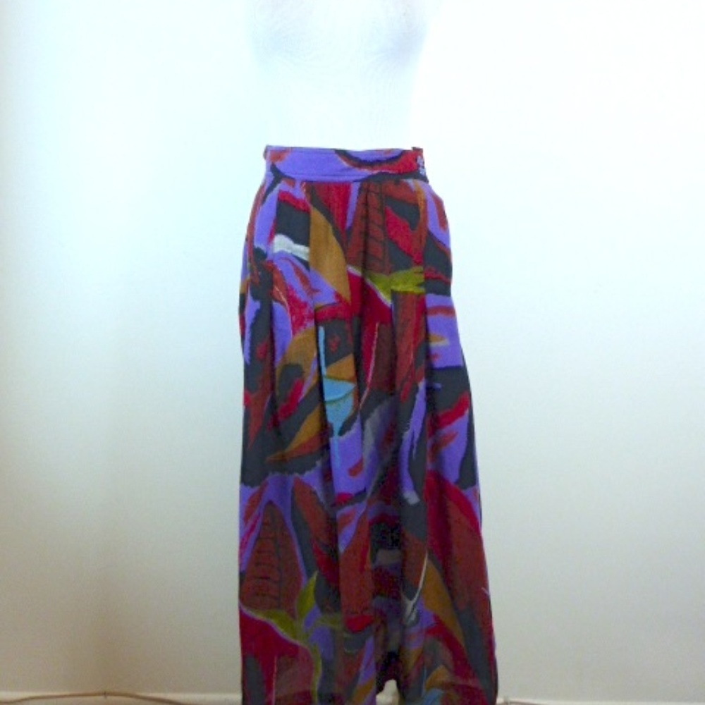 Emanuel Ungaro Skirt Neiman Marcus wool abstract art to wear MAXI 12 44 vintage
